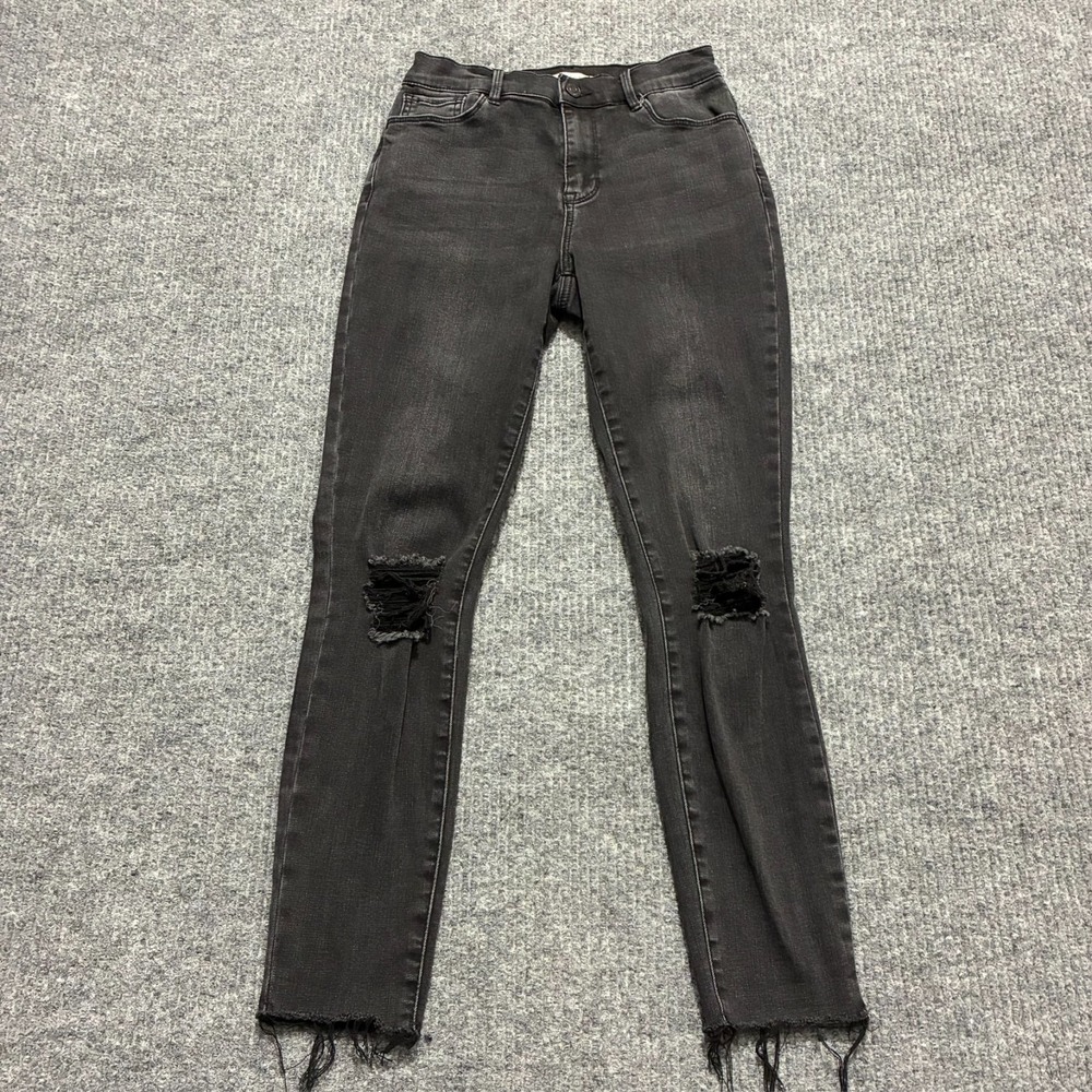 Pacsun High Rise Jeggings Womens Size 25 Black Distressed Raw Hem Denim